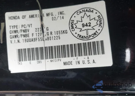 2014 Acura Tl Tech z USA, uszkodzony, nr VIN 19UUA9F55EA801225